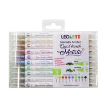 Caneta Marcador Artístico Dual Brush Metalic 10 Cores Leoarte Leo&Leo Leonora - 96142