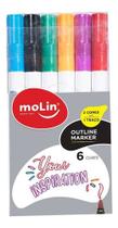 Caneta Marcador Artístico Molin Outline Metálico 06 Cores