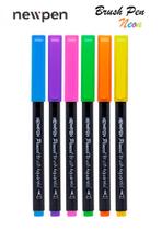 Caneta Marcador Brush Pen Neon Kit 6 Cores - Newpen