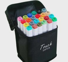 Caneta Marcador Conjunto 24 Cores Coloridas Ponta Dupla 24 Cores