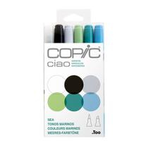 Caneta Marcador Copic Ciao Ponta Dupla com 6 Cores Marinhas