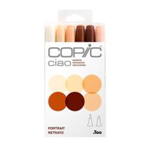 Caneta Marcador Copic Ciao Ponta Dupla com 6 Cores Retrato Caneta Marcador Copic Ciao Ponta Dupla com 6 Cores Retrato