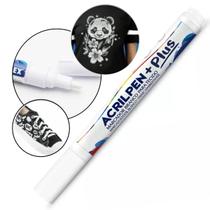 Caneta Marcador De Tecido Roupas Acrilex Acrilpen + Plus Cor Branco