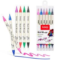 Caneta Marcador Dual Brush 5 Cores Ponta Pincel Lettering E Ponta Dura Traços firmes
