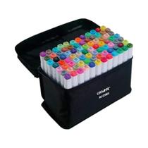 Caneta Marcador Dual Tip Profissional e Artístico - Estojo Tecido c/ 96 Cores Leonora - 10631