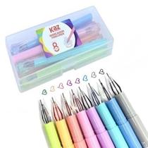 Caneta Marcador Fineliner 08 Cores Pastel Ponta 0.5mm Estojo