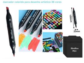 Caneta Marcador para Colorir Desenho Professional, Pontas Duplas, Codificados por Cores 36 CORES