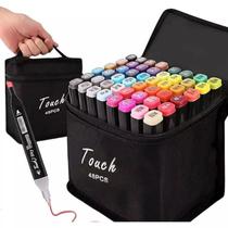 Caneta Marcador Permanente 48 Cores Ponta Dupla Estojo