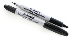 Caneta Marcador Permanente Preto - Ponta Dupla Caneta Marcador Permanente Preto - Ponta Dupla