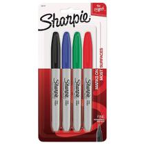 Caneta Marcador Permanente Sharpie Fina 4 Cores Básicas