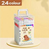 Caneta Marcador Tinta Acrílica Ponta Dupla 24 Cores Caneta Marcador Tinta Acrílica Ponta Dupla 24 Cores