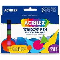 Caneta Marcador Vidro Window Pen com 6 Cores Acrilex