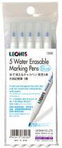 Caneta Marcadora para Tecido LEONIS Azul Apagável com Água Kit com 5 Unidades