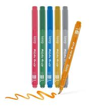Caneta Marcadora Pincel Brush Desenhos Lettering Artísticos 6 Cores Metálicas Vibrantes - Keep