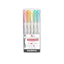 Caneta marcadora Zebra Mildliner, pincel de ponta dupla, pacote com 5 Caneta marcadora Zebra Mildliner, pincel de ponta dupla, pacote com 5