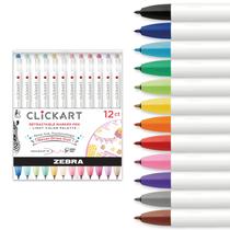 Caneta marcadora Zebra Pen ClickArt de 0,6 mm com ponta fina, pacote com 12 Caneta marcadora Zebra Pen ClickArt de 0,6 mm com ponta fina, pacote com 12