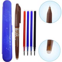 Caneta Marrom Mágica Apaga Calor + 4 Refil, Estojo Patchwork Caneta Marrom Mágica Apaga Calor + 4 Refil, Estojo Patchwork