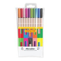 Caneta Microline 0.4 Mm Estojo C/ 10 Cores - Compactor
