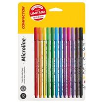 Caneta Microline 0.4mm 12 Cores - Compactor