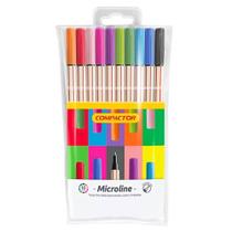 Caneta Microline Ponta Fina 0.4mm 10 Cores COMPACTOR