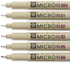 Caneta Nankin Pigma Micron Sakura Preta Kit C/ 6 Traços Caneta Nankin Pigma Micron Sakura Preta Kit C/ 6 Traços