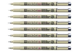 Caneta Nankin Pigma Micron Sakura Preta Kit C/ 8 Traços