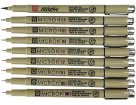 Caneta Nankin Pigma Micron Sakura Preta Kit C/ 9 Traços Caneta Nankin Pigma Micron Sakura Preta Kit C/ 9 Traços