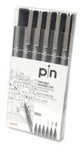 Caneta Nankin Uni-Pin Preta Descartável Estojo com 6 Unidades Uni-Ball Caneta Nankin Uni-Pin Preta Descartável Estojo com 6 Unidades Uni-Ball