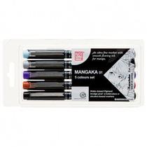 Caneta Nanquim Mangaka Kuretake Estojo C/5 Cores Caneta Nanquim Mangaka Kuretake Estojo C/5 Cores