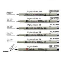 Caneta Nanquim Pigma Micron Sakura Preta Kit C/ 6 Traços