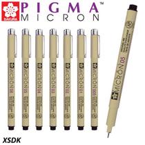 Caneta Nanquim Pigma Micron Sakura Preta Kit C/ 7 Traços