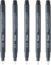 Caneta Nanquim Pointliner Kit 5 Pontas Pentel