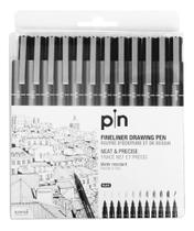 Caneta Nanquim Uni Pin Fine Line Estojo Com 12 Pontas