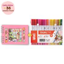 Caneta Para Lettering Dual Tip Brush Pen Com 2 Pontas Kit 12/24/36/48 Cores