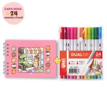 Caneta Para Lettering Dual Tip Brush Pen Com 2 Pontas Kit 12/24/36/48 Cores