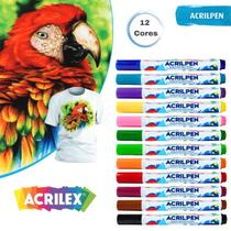 Caneta para Tecido Kit com 12 Cores Canetas Acrilex para Tecido Acrilpen Canetinha Acrilica para Tecido Caneta para Tecido Kit com 12 Cores Canetas Acrilex para Tecido Acrilpen Canetinha Acrilica para Tecido