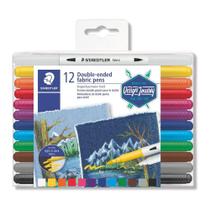 Caneta para Tecido Staedtler Ponta Dupla 12 Cores