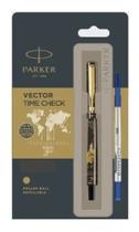 Caneta Parker Vector Ball Pen Aço Inox Time Check