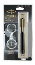 Caneta Parker Vector Ball Pen Aço Matte Black + Chaveiro