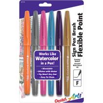 Caneta Pentel Arts Sign Pen Touch Fude Brush Fashion Colors x6