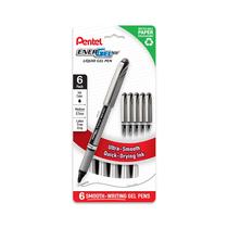 Caneta Pentel Energel NV de 0,7 mm, linha média, tinta preta, pacote com 6 Caneta Pentel Energel NV de 0,7 mm, linha média, tinta preta, pacote com 6