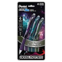 Caneta Pentel Energel RTX Dark Matter em gel líquido de 0,7 mm, pacote com 6