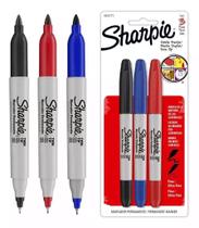 Caneta Permanente Sharpie Twin Ponta Dupla-kit Com 3 Unid.