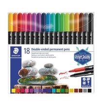 Caneta Permanente Staedtler Ponta Dupla 18 Cores 3187 TB18