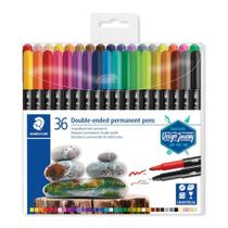 Caneta Permanente Staedtler Ponta Dupla 36 Cores 3187 TB36 Caneta Permanente Staedtler Ponta Dupla 36 Cores 3187 TB36