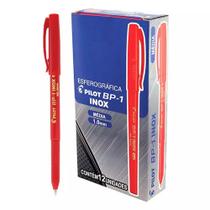 Caneta Pilot BP-1 Inox 1.0 Vermelha Caixa Com 12 Unidades