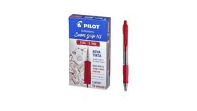 Caneta Pilot Super Grip 1.0 Vermelha Caixa Com 12