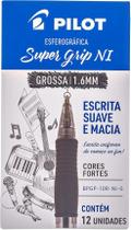 Caneta Pilot Super Grip 1.6 Preta Caixa Com 12