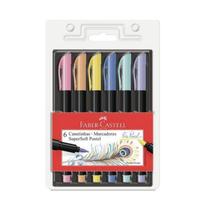 Caneta Pincel Brush Pen C/ 6 Cores Tons Pastel - Faber Castell
