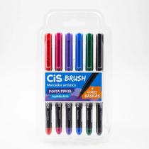 Caneta Pincel Brush Pen CiS Aquarelável 6 Cores Básicas (Marcador Artístico)